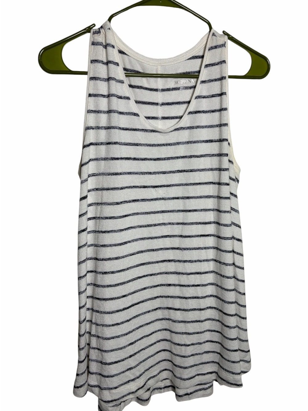 Merona White & Navy Striped V-Neck Tank